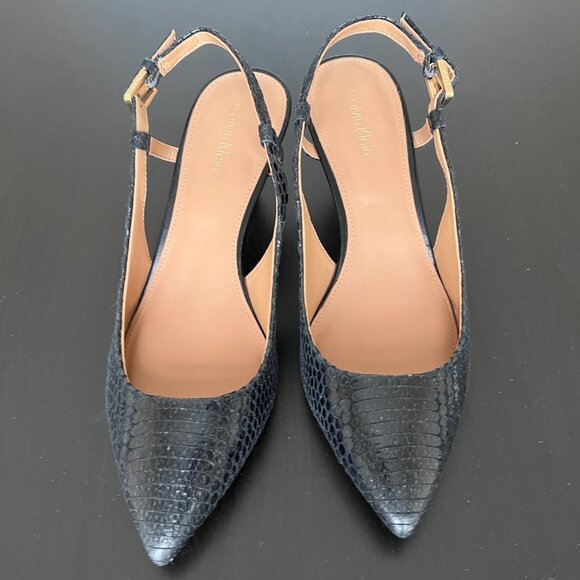 Calvin Klein Black Strap Kitten Heels Size 7 - Picture 1 of 2
